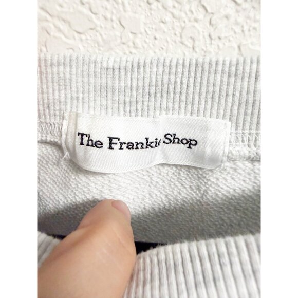 The Frankie Shop Gine Cropped Sweatshirt Off The Shoulder Grey Melange Size M/L - Picture 7 of 7